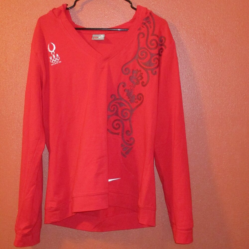 Nike Shirt Beijing Olympics 2008 Woman X Large Red White Long Sleeve Shirt